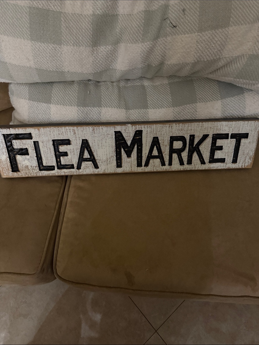 Flea Market Rustic Wood Sign - Black & White